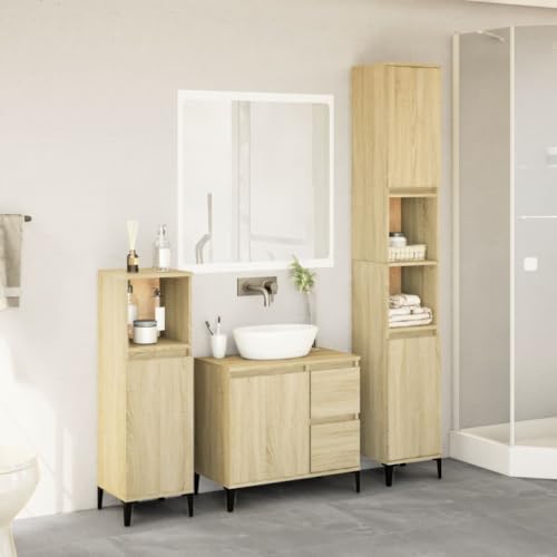 HEFZGDB 3-TLG. Badmöbel-Set Sonoma-Eiche Holzwerkstoff Aufbewahrungsschrank Badezimmerschrank Medizinschrank Küchenschrank für Badezimmer Wohnbereich Küche Toilette HEFZGDB 3-TLG. Badmöbel-Set Sonoma-Eiche Holzwerkstoff Aufbewahrungsschrank Badezimmerschrank Medizinschrank Küchenschrank für Badezimmer Wohnbereich Küche Toilette von HEFZGDB