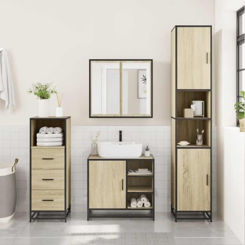 HEFZGDB 3-TLG. Badmöbel-Set Sonoma-Eiche Holzwerkstoff Büroschrank Badezimmerschrank Medizinschrank Kleines Schränkchen für Toilette Badezimmer Gästezimmer Wohnbereich HEFZGDB 3-TLG. Badmöbel-Set Sonoma-Eiche Holzwerkstoff Büroschrank Badezimmerschrank Medizinschrank Kleines Schränkchen für Toilette Badezimmer Gästezimmer Wohnbereich von HEFZGDB