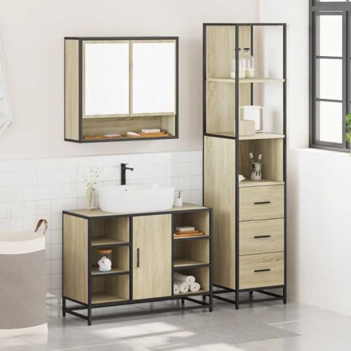 HEFZGDB 3-TLG. Badmöbel-Set Sonoma-Eiche Holzwerkstoff Büroschrank Medizinschrank Badezimmerschränke Küchenschrank für Toilette Wohnbereich Badezimmer Küche HEFZGDB 3-TLG. Badmöbel-Set Sonoma-Eiche Holzwerkstoff Büroschrank Medizinschrank Badezimmerschränke Küchenschrank für Toilette Wohnbereich Badezimmer Küche von HEFZGDB