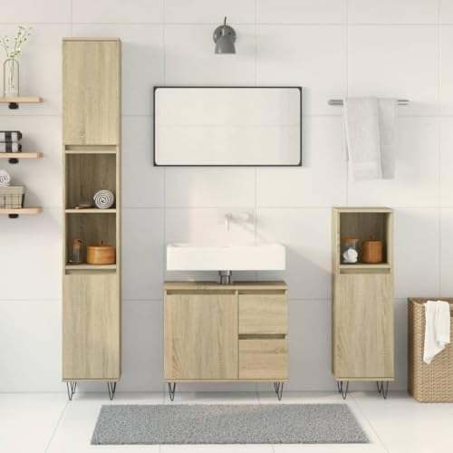 HEFZGDB 3-TLG. Badmöbel-Set Sonoma-Eiche Holzwerkstoff Büroschrank Medizinschrank Bathroom Cabinet Medikamentenschrank für Toilette Gästezimmer Badezimmer Wohnbereich HEFZGDB 3-TLG. Badmöbel-Set Sonoma-Eiche Holzwerkstoff Büroschrank Medizinschrank Bathroom Cabinet Medikamentenschrank für Toilette Gästezimmer Badezimmer Wohnbereich von HEFZGDB