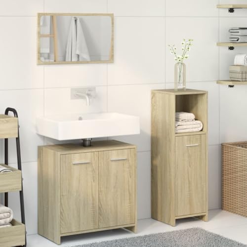 HEFZGDB 3-TLG. Badmöbel-Set Sonoma-Eiche Holzwerkstoff Flurschrank Badezimmerschrank Medizinschrank Apothekerschrank Küche für Badezimmer Wohnbereich Küche Gästezimmer HEFZGDB 3-TLG. Badmöbel-Set Sonoma-Eiche Holzwerkstoff Flurschrank Badezimmerschrank Medizinschrank Apothekerschrank Küche für Badezimmer Wohnbereich Küche Gästezimmer von HEFZGDB