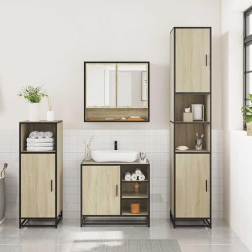 HEFZGDB 3-TLG. Badmöbel-Set Sonoma-Eiche Holzwerkstoff Kleines Schränkchen Schuhschrank Medizinschrank Kleiner Schrank für Gästezimmer Toilette Badezimmer Wohnbereich HEFZGDB 3-TLG. Badmöbel-Set Sonoma-Eiche Holzwerkstoff Kleines Schränkchen Schuhschrank Medizinschrank Kleiner Schrank für Gästezimmer Toilette Badezimmer Wohnbereich von HEFZGDB
