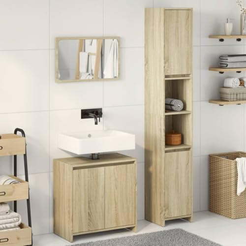 HEFZGDB 3-TLG. Badmöbel-Set Sonoma-Eiche Holzwerkstoff Sideboard Schuhschrank Medizinschrank Badezimmerunterschrank für Badezimmer Wohnbereich Küche Gästezimmer HEFZGDB 3-TLG. Badmöbel-Set Sonoma-Eiche Holzwerkstoff Sideboard Schuhschrank Medizinschrank Badezimmerunterschrank für Badezimmer Wohnbereich Küche Gästezimmer von HEFZGDB