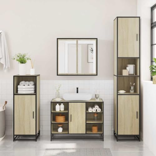 HEFZGDB 3-TLG. Badmöbel-Set Sonoma-Eiche Holzwerkstoff Vorratsschrank Medizinschrank Bathroom Cabinet Badezimmerschränke für Küche Badezimmer Wohnbereich Gästezimmer HEFZGDB 3-TLG. Badmöbel-Set Sonoma-Eiche Holzwerkstoff Vorratsschrank Medizinschrank Bathroom Cabinet Badezimmerschränke für Küche Badezimmer Wohnbereich Gästezimmer von HEFZGDB