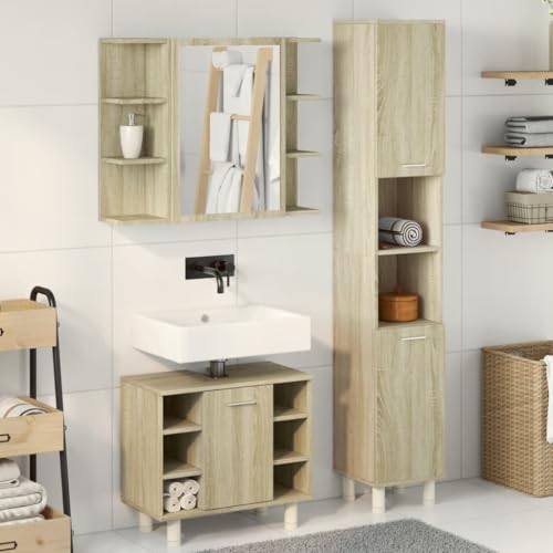 HEFZGDB 3-TLG. Badmöbel-Set Sonoma-Eiche Holzwerkstoff Vorratsschrank Medizinschrank Bathroom Cabinet Badezimmerschränke für Toilette Wohnbereich Gästezimmer Küche HEFZGDB 3-TLG. Badmöbel-Set Sonoma-Eiche Holzwerkstoff Vorratsschrank Medizinschrank Bathroom Cabinet Badezimmerschränke für Toilette Wohnbereich Gästezimmer Küche von HEFZGDB