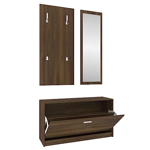 HEFZGDB 3-TLG. Flurmöbel-Set Braun Eichen-Optik Holzwerkstoff Schuhständer Shoe Rack Cupboard Stauraum Schrank für Eingangshalle Schlafsaal Wohnbereich Küche HEFZGDB 3-TLG. Flurmöbel-Set Braun Eichen-Optik Holzwerkstoff Schuhständer Shoe Rack Cupboard Stauraum Schrank für Eingangshalle Schlafsaal Wohnbereich Küche von HEFZGDB