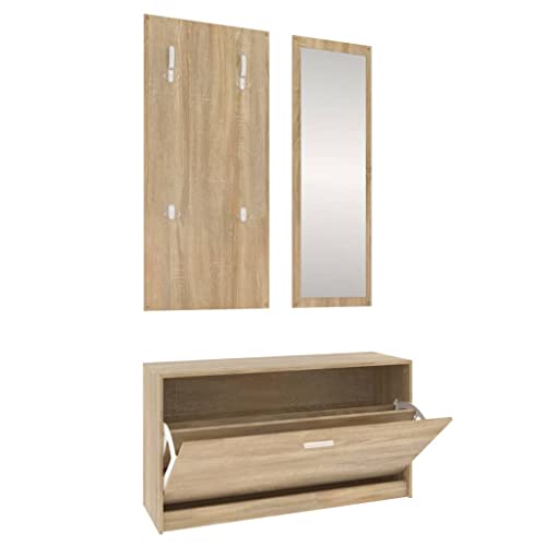 HEFZGDB 3-TLG. Flurmöbel-Set Sonoma-Eiche Holzwerkstoff Schuhständer Shoe Rack Cupboard Stauraum Schrank für Eingangshalle Schlafsaal Wohnbereich Küche HEFZGDB 3-TLG. Flurmöbel-Set Sonoma-Eiche Holzwerkstoff Schuhständer Shoe Rack Cupboard Stauraum Schrank für Eingangshalle Schlafsaal Wohnbereich Küche von HEFZGDB