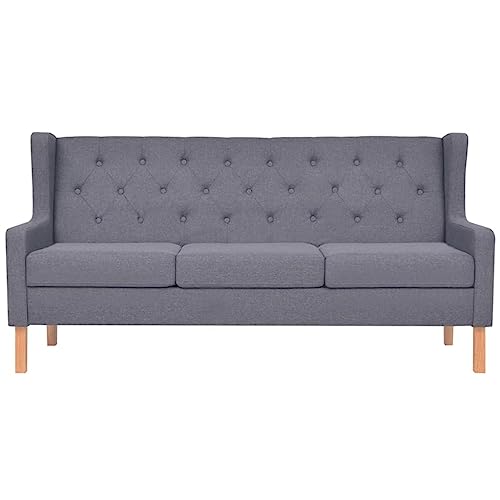 HEFZGDB 3-TLG. Sofa-Set Stoff Grau Gartenlounge Lounge Sofa Lesesessel Bequem Reading Chair für Büro Wohnbereich Aufenthaltsraum Schlafzimmer von HEFZGDB