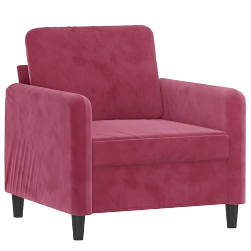 HEFZGDB 3-TLG. Sofagarnitur Weinrot Samt Loungesessel Sessel Wohnzimmer Kleines Sofa Kleine Couch Jugendzimmer für Wohnbereich Aufenthaltsraum Büro Empfangsraum von HEFZGDB