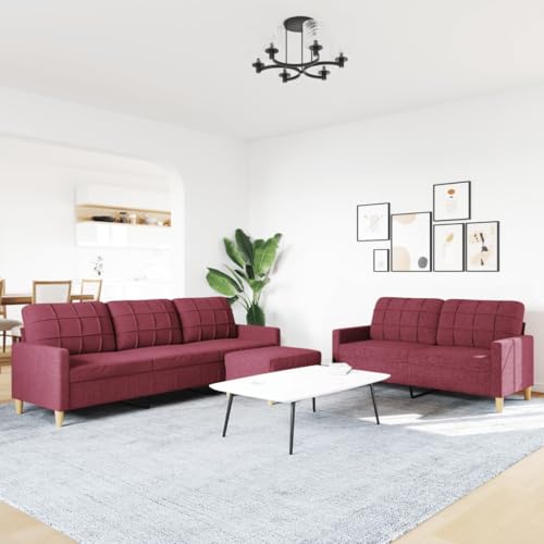 HEFZGDB 3-TLG. Sofagarnitur mit Fußhocker Weinrot Stoff Sessel Schlafzimmer Couch Klein Kleine Sofa Kleine Couch Jugendzimmer für Aufenthaltsraum Empfangsraum Schlafzimmer Büro HEFZGDB 3-TLG. Sofagarnitur mit Fußhocker Weinrot Stoff Sessel Schlafzimmer Couch Klein Kleine Sofa Kleine Couch Jugendzimmer für Aufenthaltsraum Empfangsraum Schlafzimmer Büro von HEFZGDB