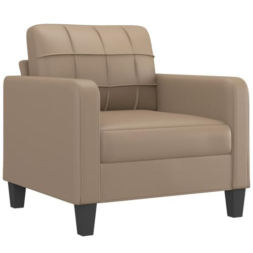 HEFZGDB 3-TLG. Sofagarnitur mit Kissen Cappuccino-Braun Kunstleder Sessel Schlafzimmer Sessel Wohnzimmer Kleines Sofa Sofa Klein für Büro Wohnbereich Schlafzimmer Aufenthaltsraum von HEFZGDB