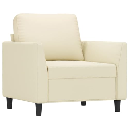 HEFZGDB 3-TLG. Sofagarnitur mit Kissen Creme Kunstleder Sofas Jugendsofa Big Sofa Kleine Couch Jugendzimmer für Wohnbereich Schlafzimmer Büro Aufenthaltsraum von HEFZGDB