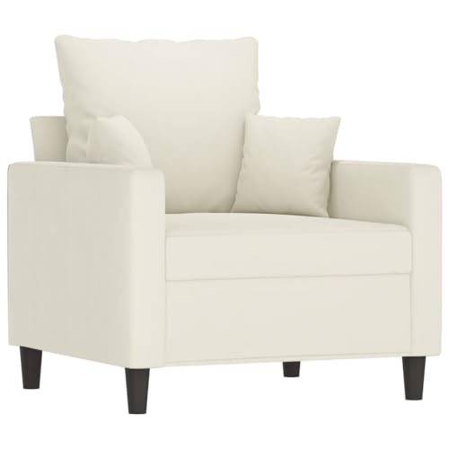 HEFZGDB 3-TLG. Sofagarnitur mit Kissen Creme Samt Loungesessel Lesesessel Bequem Kleine Sofa Big Sofa für Wohnbereich Büro Empfangsraum Aufenthaltsraum von HEFZGDB