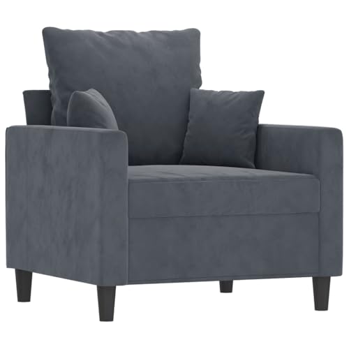 HEFZGDB 3-TLG. Sofagarnitur mit Kissen Dunkelgrau Samt Loungesessel Lesesessel Bequem Kleine Sofa Big Sofa für Wohnbereich Büro Empfangsraum Aufenthaltsraum von HEFZGDB
