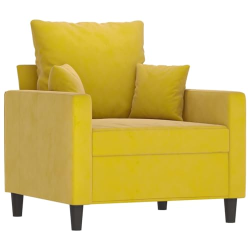 HEFZGDB 3-TLG. Sofagarnitur mit Kissen Gelb Samt Loungesessel Lesesessel Bequem Kleine Sofa Big Sofa für Wohnbereich Büro Empfangsraum Aufenthaltsraum von HEFZGDB