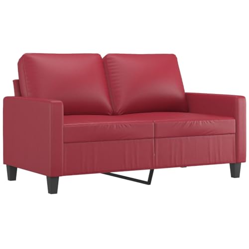 HEFZGDB 3-TLG. Sofagarnitur mit Kissen Weinrot Kunstleder Sitzgarnitur Wohnzimmer Couch Klein Jugendsofa Kleine Couch Jugendzimmer für Aufenthaltsraum Schlafzimmer Wohnbereich Empfangsraum von HEFZGDB