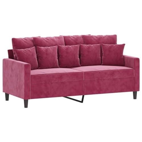 HEFZGDB 3-TLG. Sofagarnitur mit Kissen Weinrot Samt Gartenlounge Jugendsofa Kleine Sofa Big Sofa für Wohnbereich Empfangsraum Büro Schlafzimmer von HEFZGDB
