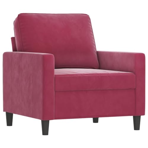 HEFZGDB 3-TLG. Sofagarnitur mit Kissen Weinrot Samt Loungesessel Sessel Wohnzimmer Kleines Sofa Kleine Couch Jugendzimmer für Wohnbereich Aufenthaltsraum Büro Empfangsraum von HEFZGDB