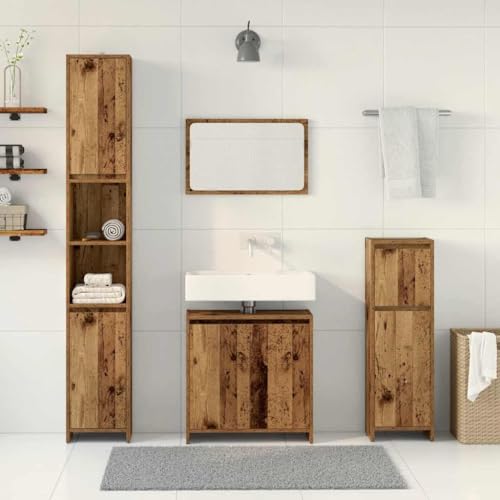 HEFZGDB 4-TLG. Badmöbel-Set Altholz-Optik Holzwerkstoff Büroschrank Medizinschrank Badezimmerschränke Küchenschrank für Wohnbereich Toilette Gästezimmer Küche HEFZGDB 4-TLG. Badmöbel-Set Altholz-Optik Holzwerkstoff Büroschrank Medizinschrank Badezimmerschränke Küchenschrank für Wohnbereich Toilette Gästezimmer Küche von HEFZGDB