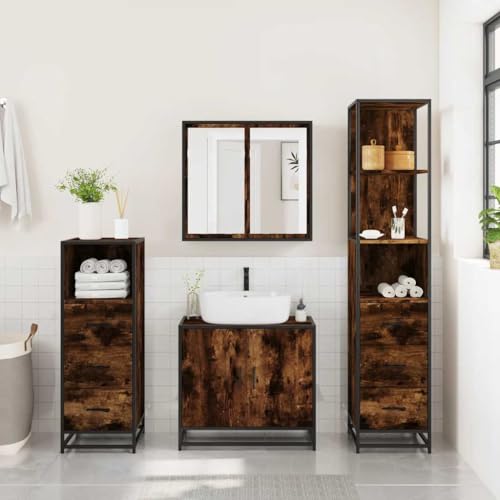 HEFZGDB 4-TLG. Badmöbel-Set Räuchereiche Holzwerkstoff Kleines Schränkchen Schuhschrank Medizinschrank Kleiner Schrank für Toilette Badezimmer Gästezimmer Küche HEFZGDB 4-TLG. Badmöbel-Set Räuchereiche Holzwerkstoff Kleines Schränkchen Schuhschrank Medizinschrank Kleiner Schrank für Toilette Badezimmer Gästezimmer Küche von HEFZGDB