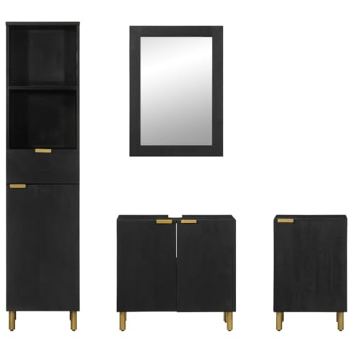 HEFZGDB 4-TLG. Badmöbel-Set Schwarz Holzwerkstoff Kleines Schränkchen Badezimmerschrank Apothekerschrank Küche Badezimmerunterschrank für Küche Badezimmer Toilette Wohnbereich HEFZGDB 4-TLG. Badmöbel-Set Schwarz Holzwerkstoff Kleines Schränkchen Badezimmerschrank Apothekerschrank Küche Badezimmerunterschrank für Küche Badezimmer Toilette Wohnbereich von HEFZGDB