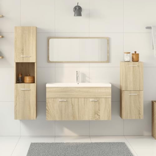 HEFZGDB 4-TLG. Badmöbel-Set Sonoma-Eiche Holzwerkstoff Mehrzweckschrank Medizinschrank Apothekerschrank Küche Medikamentenschrank für Küche Toilette Wohnbereich Badezimmer HEFZGDB 4-TLG. Badmöbel-Set Sonoma-Eiche Holzwerkstoff Mehrzweckschrank Medizinschrank Apothekerschrank Küche Medikamentenschrank für Küche Toilette Wohnbereich Badezimmer von HEFZGDB