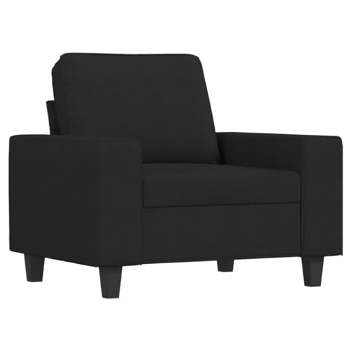 HEFZGDB 4-TLG. Sofagarnitur Schwarz Stoff Relax Sessel Couch Klein Jugendsofa Kleines Sofa für Empfangsraum Aufenthaltsraum Schlafzimmer Wohnbereich von HEFZGDB