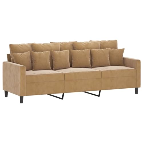 HEFZGDB 4-TLG. Sofagarnitur mit Kissen Braun Samt Loungesessel Lesesessel Bequem Kleine Sofa Big Sofa für Wohnbereich Büro Empfangsraum Aufenthaltsraum von HEFZGDB