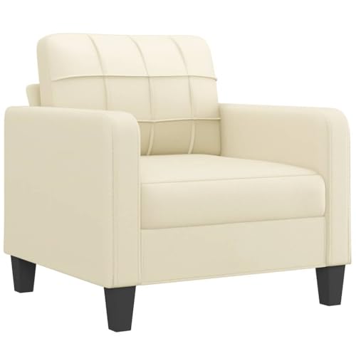 HEFZGDB 4-TLG. Sofagarnitur mit Kissen Creme Kunstleder Sessel Schlafzimmer Sessel Wohnzimmer Kleines Sofa Sofa Klein für Büro Wohnbereich Schlafzimmer Aufenthaltsraum von HEFZGDB