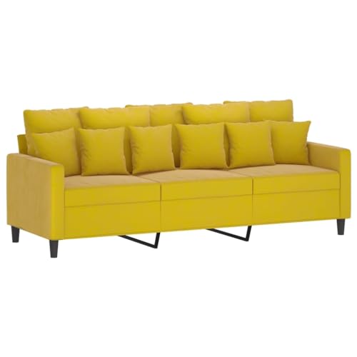 HEFZGDB 4-TLG. Sofagarnitur mit Kissen Gelb Samt Loungesessel Lesesessel Bequem Kleine Sofa Big Sofa für Wohnbereich Büro Empfangsraum Aufenthaltsraum von HEFZGDB