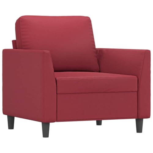 HEFZGDB 4-TLG. Sofagarnitur mit Kissen Weinrot Kunstleder Sofas Jugendsofa Big Sofa Kleine Couch Jugendzimmer für Wohnbereich Schlafzimmer Büro Aufenthaltsraum von HEFZGDB