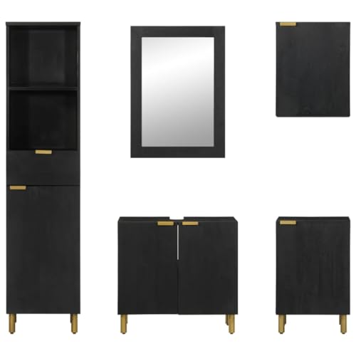 HEFZGDB 5-TLG. Badmöbel-Set Schwarz Holzwerkstoff Kleines Schränkchen Bathroom Cabinet Medikamenten Aufbewahrung Apothekerschrank Küche für Gästezimmer Badezimmer Küche Toilette HEFZGDB 5-TLG. Badmöbel-Set Schwarz Holzwerkstoff Kleines Schränkchen Bathroom Cabinet Medikamenten Aufbewahrung Apothekerschrank Küche für Gästezimmer Badezimmer Küche Toilette von HEFZGDB