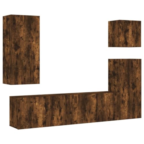 HEFZGDB 5-TLG. Wohnwand Räuchereiche Holzwerkstoff Tv Cabinet for Living Room Tv Board Tv Ständer Sideboard Tv für Gästezimmer Wohnbereich Büro Erholungsraum von HEFZGDB