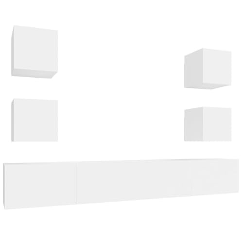 HEFZGDB 6-TLG. TV-Schrank-Set Weiß Holzwerkstoff Fernseher Schrank Couchtisch Tv Sideboard Wohnzimmer Sideboard Tv für Erholungsraum Büro Gästezimmer Wohnbereich HEFZGDB 6-TLG. TV-Schrank-Set Weiß Holzwerkstoff Fernseher Schrank Couchtisch Tv Sideboard Wohnzimmer Sideboard Tv für Erholungsraum Büro Gästezimmer Wohnbereich von HEFZGDB