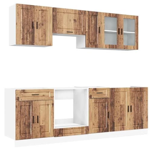 HEFZGDB 8-TLG. Küchenschrank-Set Kalmar Altholz-Optik Holzwerkstoff Badschrank Küchenunterschrank Vitrinenschrank Küchenschränke für Badezimmer Küche Speisesaal Wohnbereich HEFZGDB 8-TLG. Küchenschrank-Set Kalmar Altholz-Optik Holzwerkstoff Badschrank Küchenunterschrank Vitrinenschrank Küchenschränke für Badezimmer Küche Speisesaal Wohnbereich von HEFZGDB