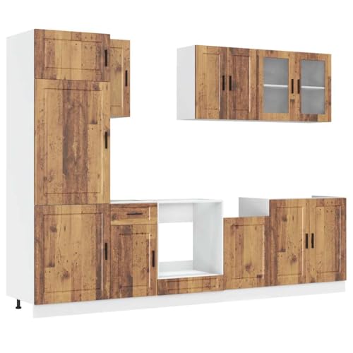 HEFZGDB 8-TLG. Küchenschrank-Set Kalmar Altholz-Optik Holzwerkstoff Barschrank Küchenzeile Apothekerschrank Küche Vorratsschrank für Speisesaal Badezimmer Wohnbereich Küche HEFZGDB 8-TLG. Küchenschrank-Set Kalmar Altholz-Optik Holzwerkstoff Barschrank Küchenzeile Apothekerschrank Küche Vorratsschrank für Speisesaal Badezimmer Wohnbereich Küche von HEFZGDB