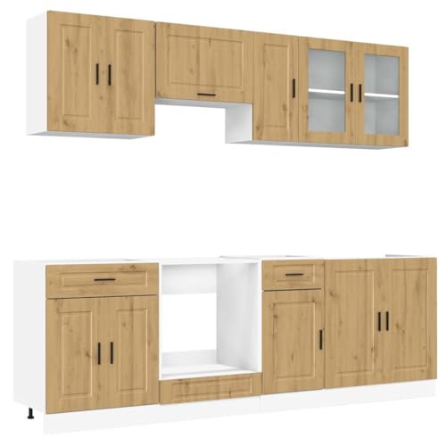 HEFZGDB 8-TLG. Küchenschrank-Set Kalmar Artisan-Eiche Holzwerkstoff Badschrank Küchenunterschrank Vitrinenschrank Küchenschränke für Badezimmer Küche Speisesaal Wohnbereich HEFZGDB 8-TLG. Küchenschrank-Set Kalmar Artisan-Eiche Holzwerkstoff Badschrank Küchenunterschrank Vitrinenschrank Küchenschränke für Badezimmer Küche Speisesaal Wohnbereich von HEFZGDB