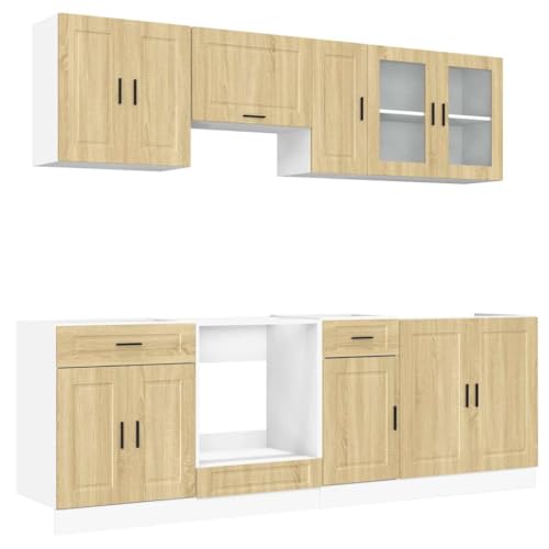 HEFZGDB 8-TLG. Küchenschrank-Set Kalmar Sonoma-Eiche Holzwerkstoff Badschrank Küchenunterschrank Vitrinenschrank Küchenschränke für Badezimmer Küche Speisesaal Wohnbereich HEFZGDB 8-TLG. Küchenschrank-Set Kalmar Sonoma-Eiche Holzwerkstoff Badschrank Küchenunterschrank Vitrinenschrank Küchenschränke für Badezimmer Küche Speisesaal Wohnbereich von HEFZGDB