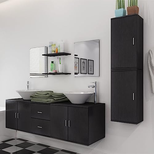 HEFZGDB 9-TLG. Badmöbel und Waschbecken Set Schwarz Aufbewahrungsschrank Badezimmerschrank Schuhschrank Medikamentenschrank für Toilette Küche Badezimmer Wohnbereich HEFZGDB 9-TLG. Badmöbel und Waschbecken Set Schwarz Aufbewahrungsschrank Badezimmerschrank Schuhschrank Medikamentenschrank für Toilette Küche Badezimmer Wohnbereich von HEFZGDB