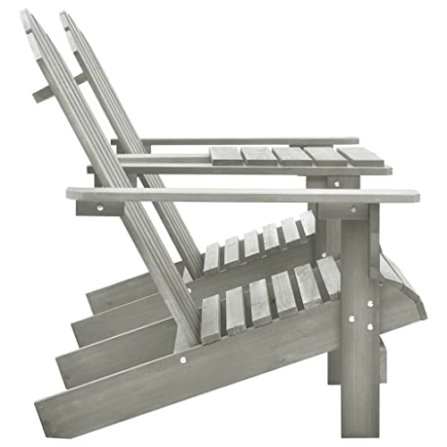HEFZGDB Adirondack-Gartenstühle mit Tisch Massivholz Tanne Grau Campingstühle Gartenstühle Essstühle Camping Chair für Innenhof Parks Balkon Terrasse von HEFZGDB