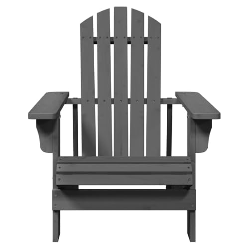 HEFZGDB Adirondack-Stuhl Grau 69x85x90,5 cm Massivholz Tanne Kleiner Hocker Gartenstühle Loungesessel Wohnzimmer Essstuhl für Balkon Terrasse Innenhof Parks von HEFZGDB