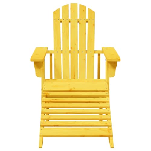 HEFZGDB Adirondack-Stuhl mit Fußstütze Gelb Massivholz Tanne Kleiner Sessel Gartenstuhl Seselstuhl Wohnzimmer Gartensessel für Garten Terrasse Innenhof Parks von HEFZGDB