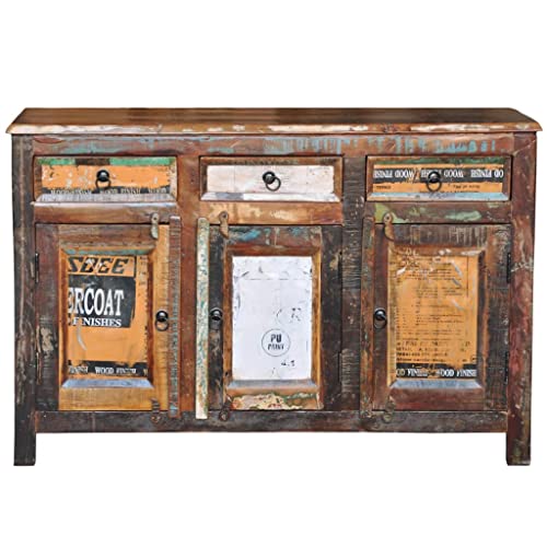 HEFZGDB Anrichte Altholz Massivholz Vintage mit 3 Schubladen & 3 Türen Seidbord Wohnzimmer Buffetschrank Küche Sideboard Wohnzimmer Anrichte Küche für Café Dessert Shop Wohnstube Speisesaal von HEFZGDB