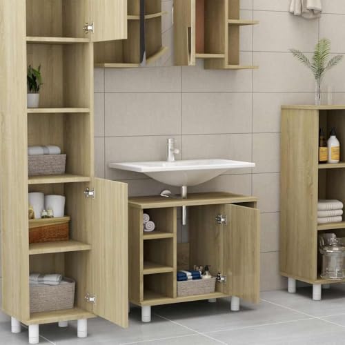HEFZGDB Badezimmerschrank Sonoma-Eiche 60x32x53,5 cm Holzwerkstoff Sideboard Schuhschrank Medizinschrank Badezimmerunterschrank für Wohnbereich Badezimmer Toilette Küche HEFZGDB Badezimmerschrank Sonoma-Eiche 60x32x53,5 cm Holzwerkstoff Sideboard Schuhschrank Medizinschrank Badezimmerunterschrank für Wohnbereich Badezimmer Toilette Küche von HEFZGDB