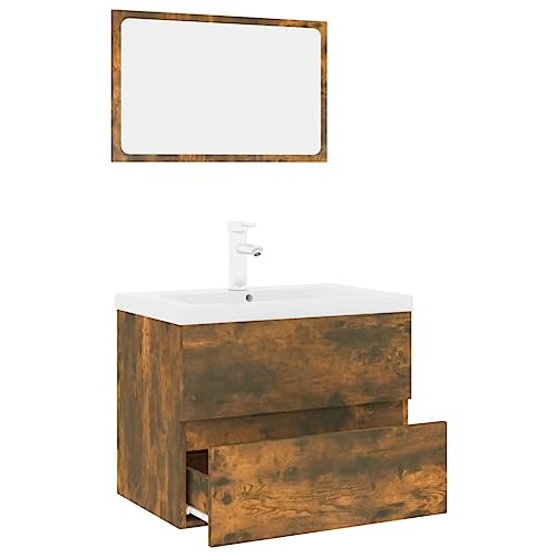 HEFZGDB Badmöbel-Set Räuchereiche Holzwerkstoff Büroschrank Medizinschrank Badezimmerschränke Küchenschrank für Küche Toilette Gästezimmer Wohnbereich HEFZGDB Badmöbel-Set Räuchereiche Holzwerkstoff Büroschrank Medizinschrank Badezimmerschränke Küchenschrank für Küche Toilette Gästezimmer Wohnbereich von HEFZGDB