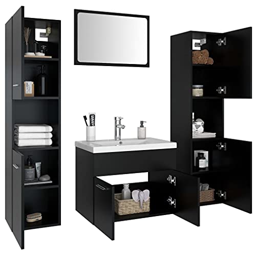 HEFZGDB Badmöbel-Set Schwarz Holzwerkstoff Beistellschrank Küche Badschrank Klein Bathroom Cabinet Medikamentenschrank für Küche Wohnbereich Gästezimmer Badezimmer von HEFZGDB