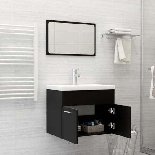 HEFZGDB Badmöbel-Set Schwarz Holzwerkstoff Sideboard Schuhschrank Badezimmerschränke Küchenschrank für Badezimmer Toilette Wohnbereich Gästezimmer von HEFZGDB