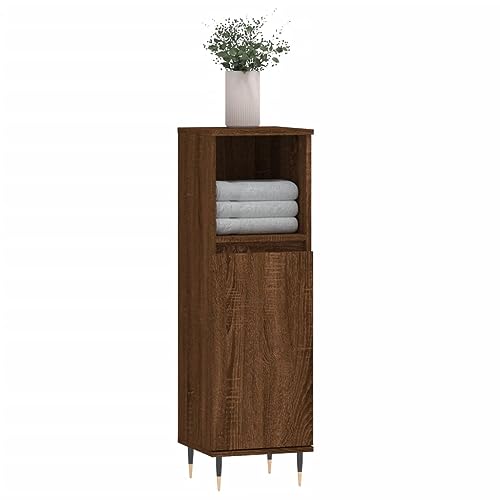 HEFZGDB Badschrank Braun Eichen-Optik 30x30x100 cm Holzwerkstoff Kleines Schränkchen Schuhschrank Medizinschrank Kleiner Schrank für Toilette Gästezimmer Wohnbereich Badezimmer von HEFZGDB