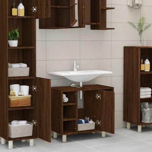 HEFZGDB Badschrank Braun Eichen-Optik 60x32x53,5 cm Holzwerkstoff Sideboard Schuhschrank Medizinschrank Badezimmerunterschrank für Wohnbereich Badezimmer Toilette Küche HEFZGDB Badschrank Braun Eichen-Optik 60x32x53,5 cm Holzwerkstoff Sideboard Schuhschrank Medizinschrank Badezimmerunterschrank für Wohnbereich Badezimmer Toilette Küche von HEFZGDB