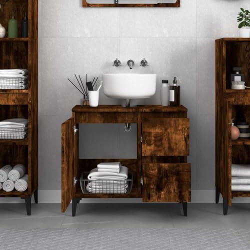 HEFZGDB Badschrank Räuchereiche 65x33x60 cm Holzwerkstoff Büroschrank Medizinschrank Badezimmerschränke Küchenschrank für Wohnbereich Toilette Badezimmer Gästezimmer HEFZGDB Badschrank Räuchereiche 65x33x60 cm Holzwerkstoff Büroschrank Medizinschrank Badezimmerschränke Küchenschrank für Wohnbereich Toilette Badezimmer Gästezimmer von HEFZGDB
